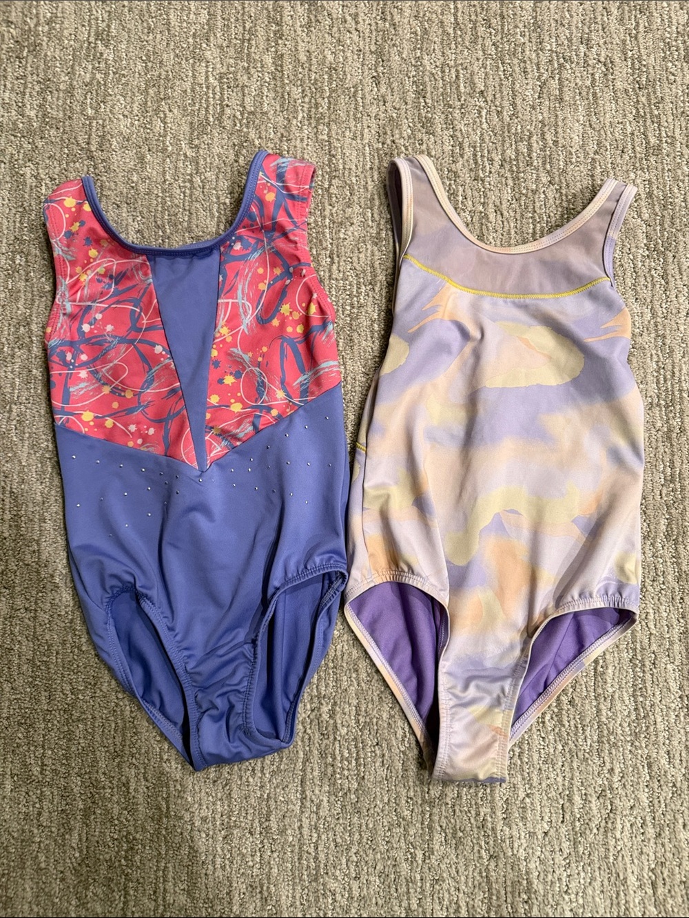 Cat & Jack Girls' Purple and Pink Printed Gymnastics Leotard Set
